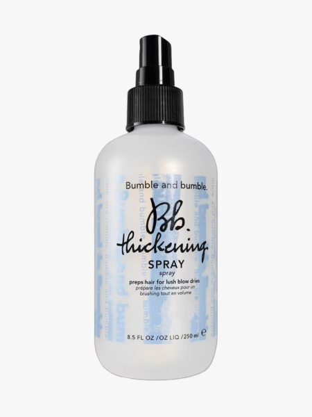 Bumble and Bumble Thickening Blow-Dry Prep Spray in branded component on a light gray background